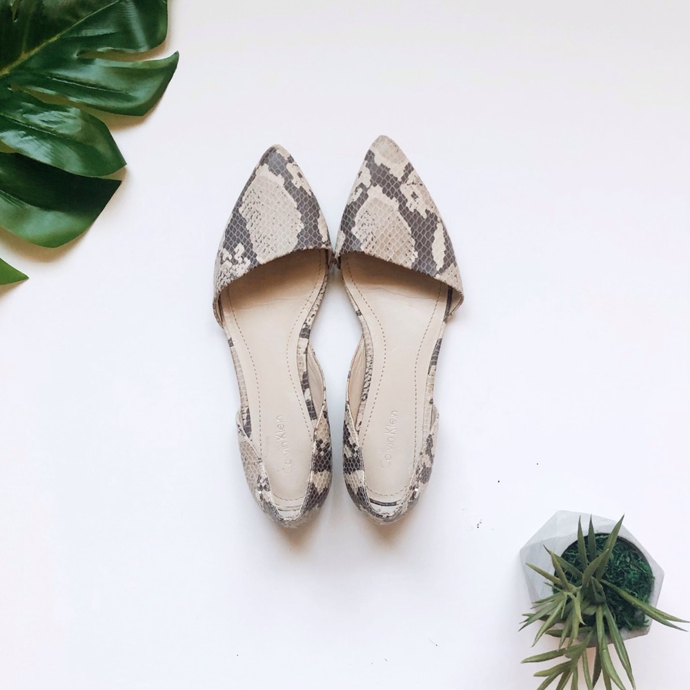 Calvin Klein snakeskin flats
